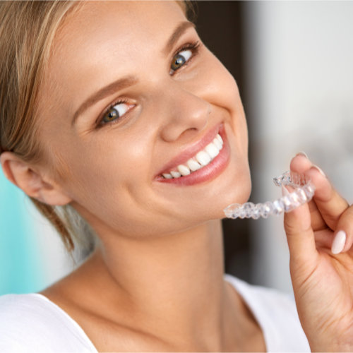 women with invisible aligner